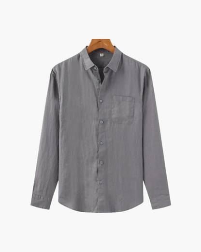 Camisa de linho elegante de manga comprida para homem