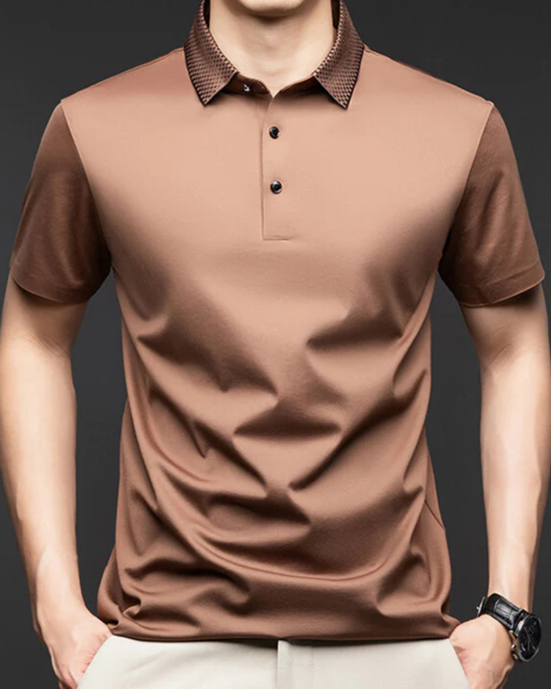 Camisola com Gola de Solapa e de manga curta para homem