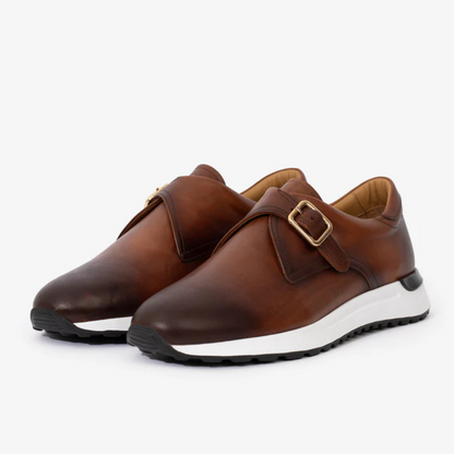 Sapatos de Couro com Sola Desportiva e Fivela Elegante para Homen