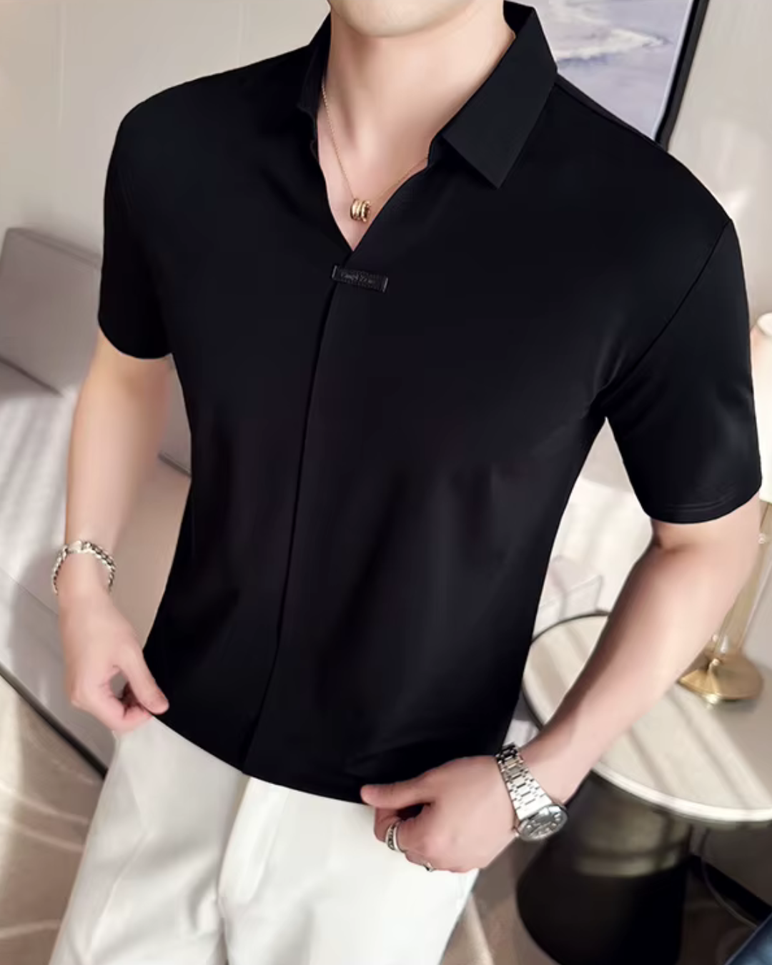 Pólo para Homem com Elevada Elasticidade, Leve, Macio e Resistente aos Vincos em Cor Sólida®