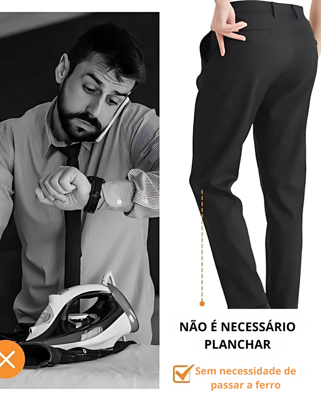 Calças clássicas de alta elasticidade para homem
