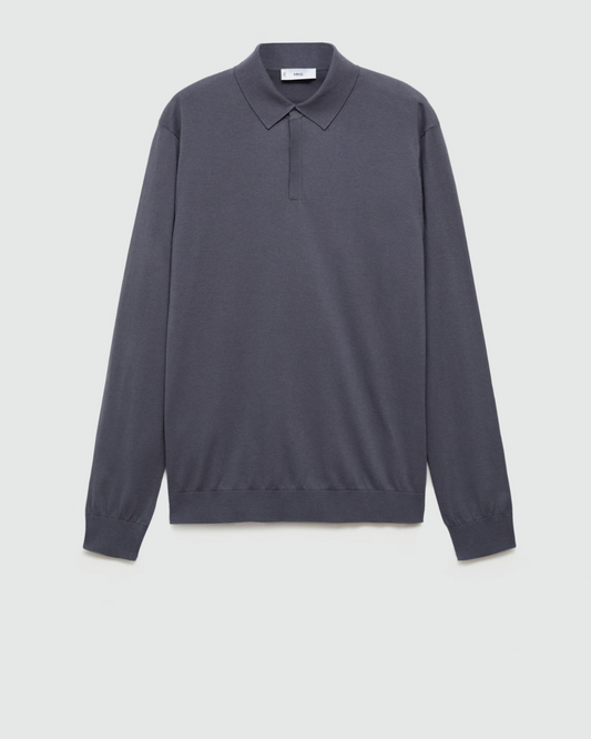 Polo de manga comprida casual para homem