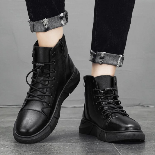 Botas casuais versáteis em couro genuíno para homem