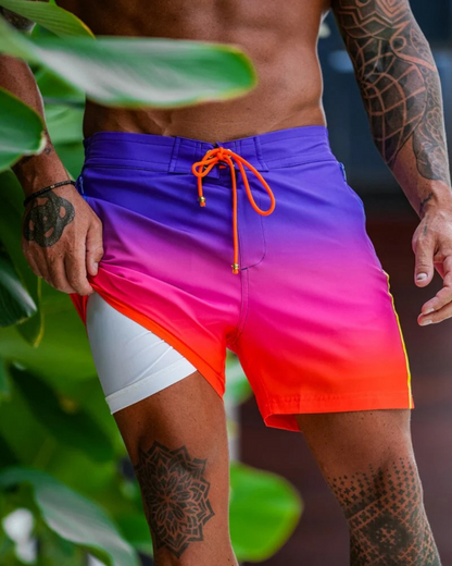 Bermudas de natação com forro resistente a riscos e cintura ajustável