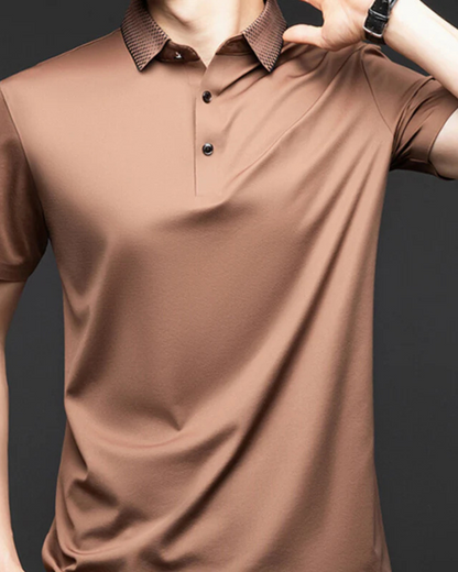 Camisola com Gola de Solapa e de manga curta para homem