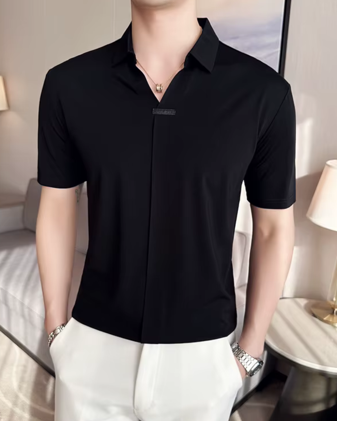 Pólo para Homem com Elevada Elasticidade, Leve, Macio e Resistente aos Vincos em Cor Sólida®