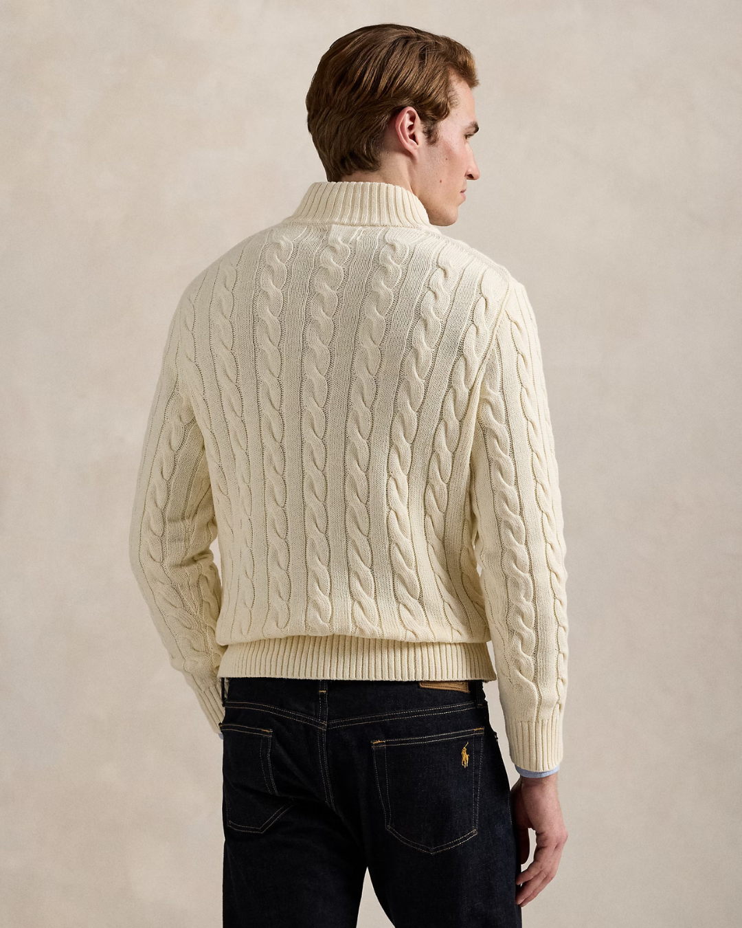 Camisola de malha de algodão com fecho para homem