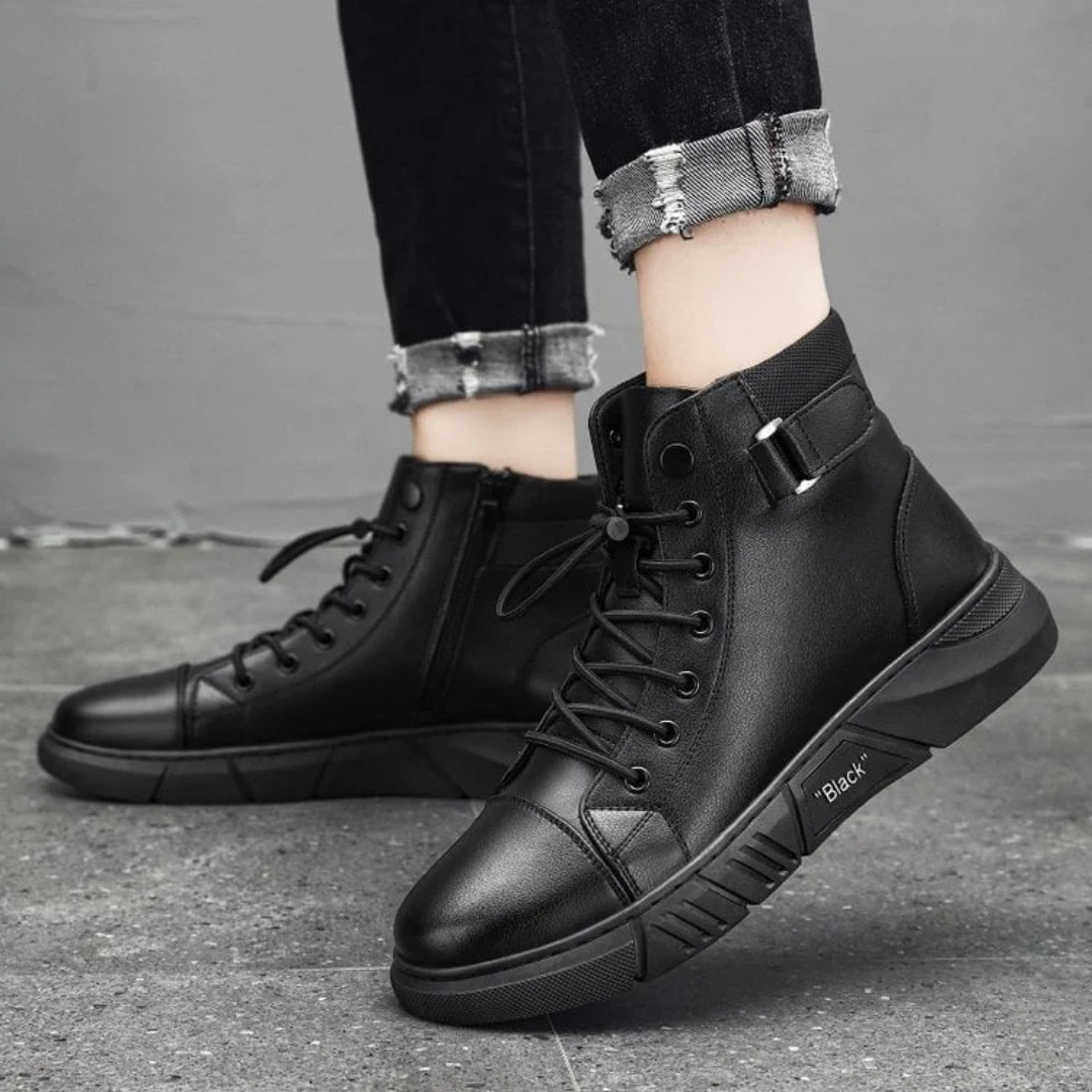 Botas casuais versáteis em couro genuíno para homem