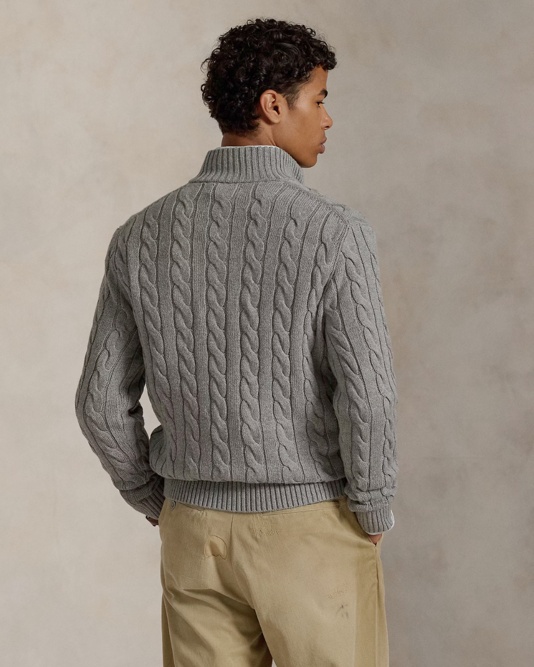 Camisola de malha de algodão com fecho para homem