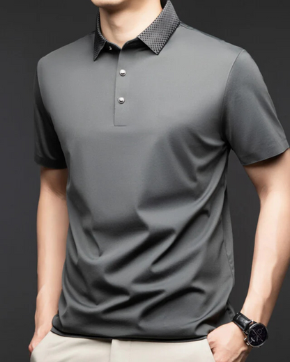 Camisola com Gola de Solapa e de manga curta para homem