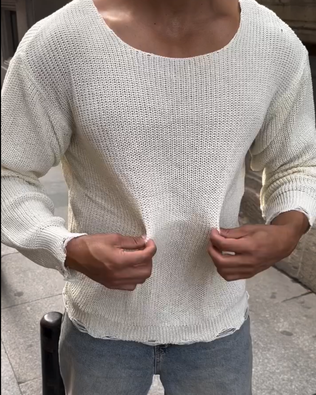 Camisola de Manga Comprida para Homem com Gola Redonda Grande