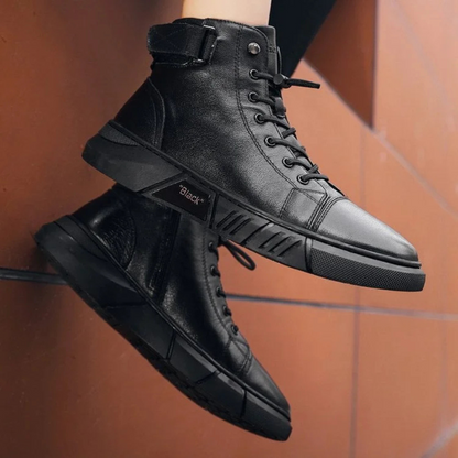 Botas casuais versáteis em couro genuíno para homem