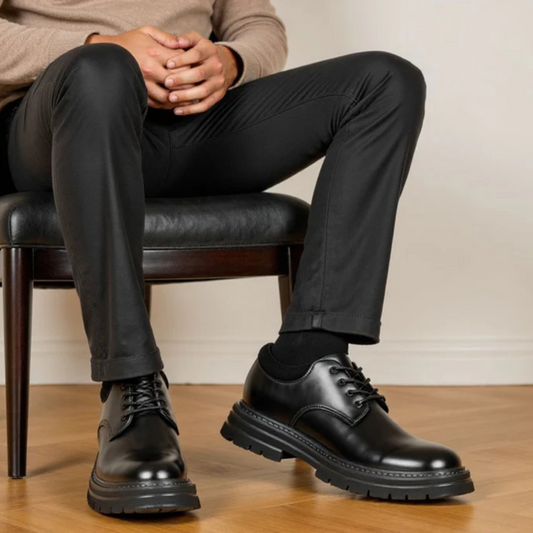 Calçado Casuais em Couro Preto Respiravel e Elegante para Homem