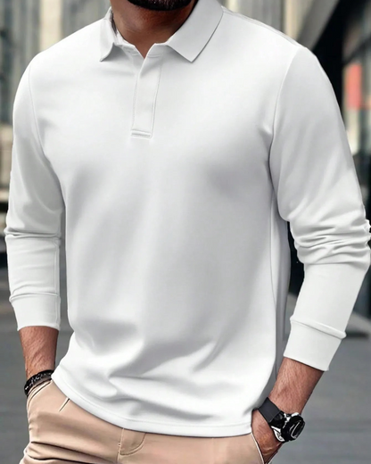 Polo de manga comprida casual para homem