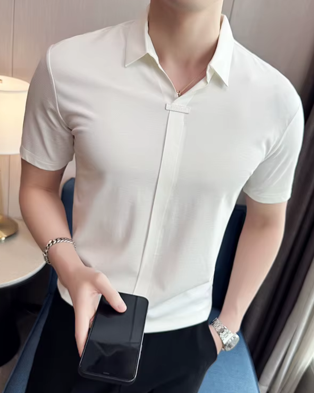 Pólo para Homem com Elevada Elasticidade, Leve, Macio e Resistente aos Vincos em Cor Sólida®