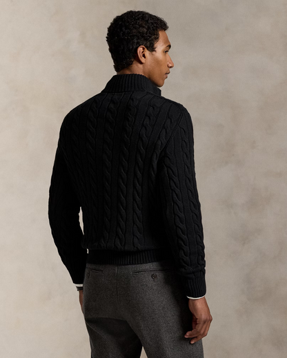 Camisola de malha de algodão com fecho para homem