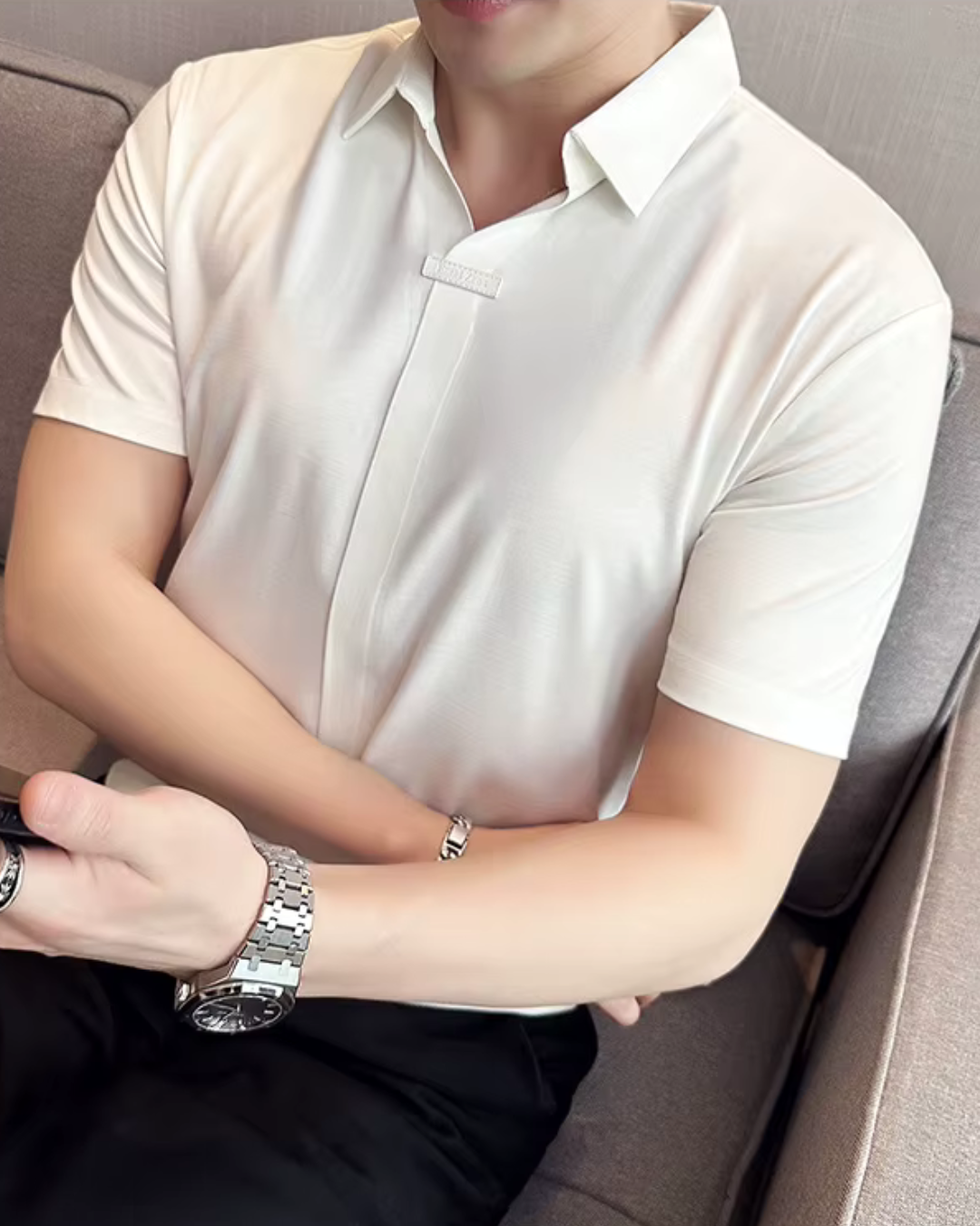 Pólo para Homem com Elevada Elasticidade, Leve, Macio e Resistente aos Vincos em Cor Sólida®