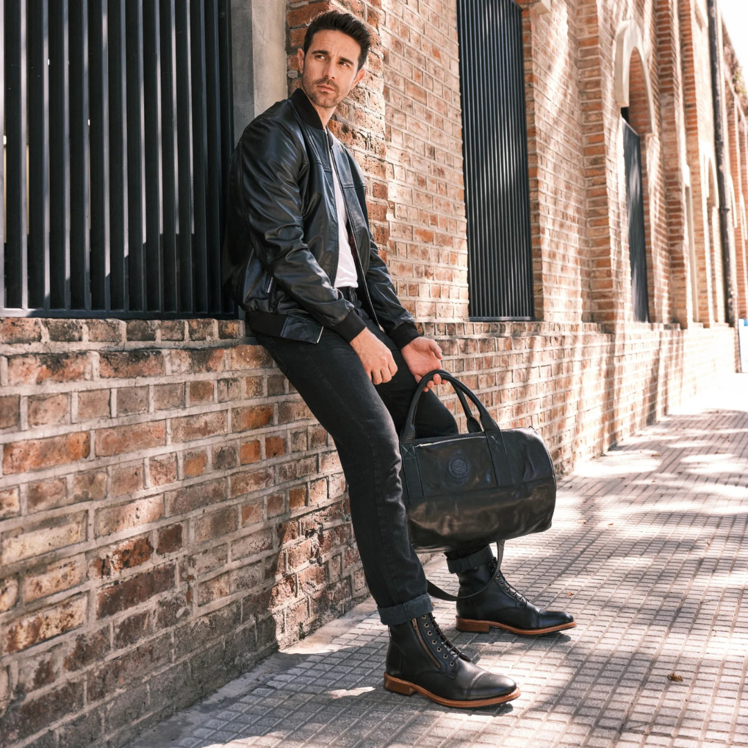 Botas casuais vintage com fecho ajustável para homem